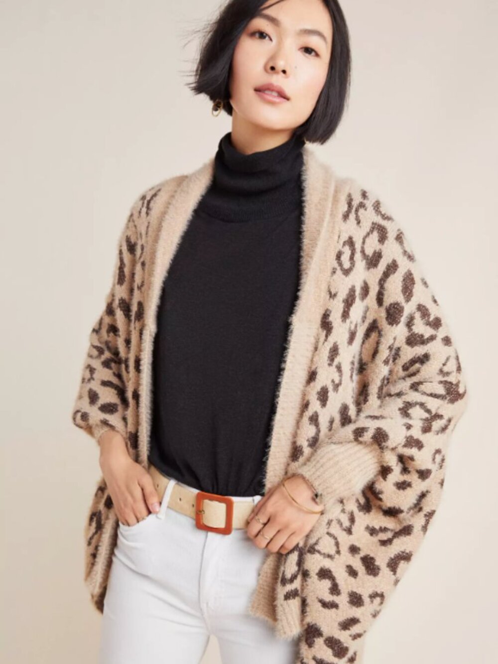 Anthropologie Akemi + Kin Louise Leopard Wrap Oversized Leopard Print Boho OS